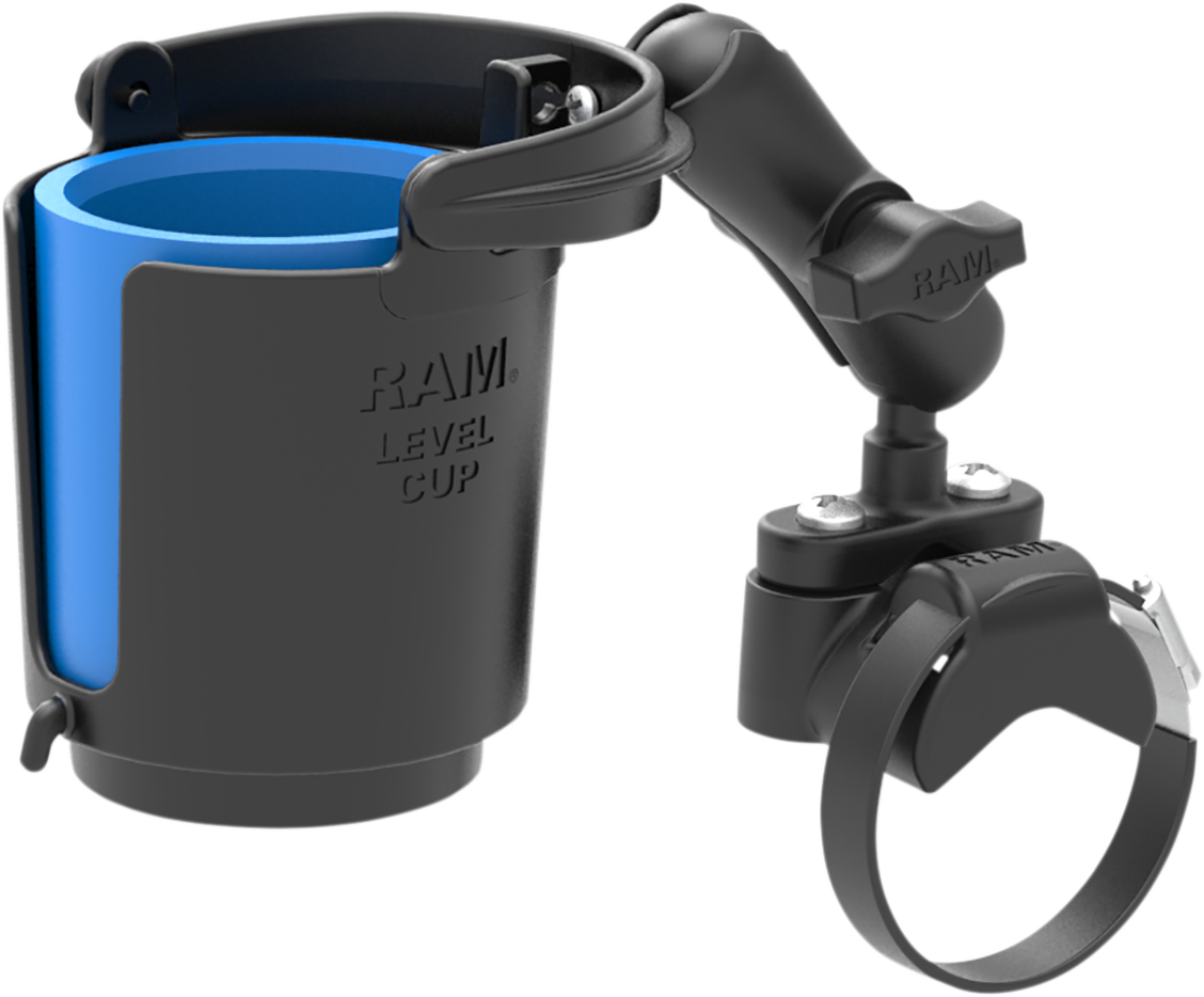 RAM MOUNTS Handlebar Rail Mount with U-Bolt Base Level Cup Drink Holder and Koozie