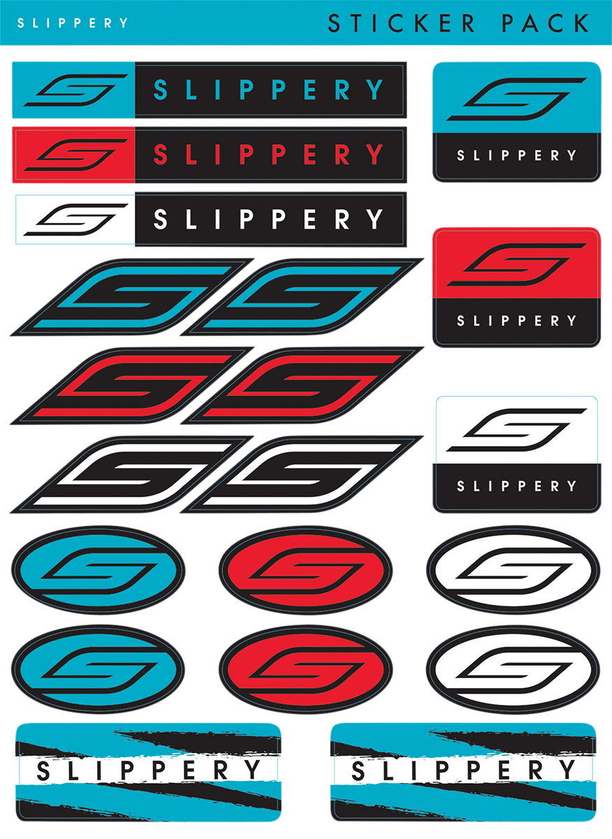 SLIPPERY Multi-color Decals Sticker Pack